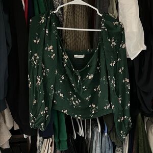 Abercrombie & Fitch Green Floral Blouse